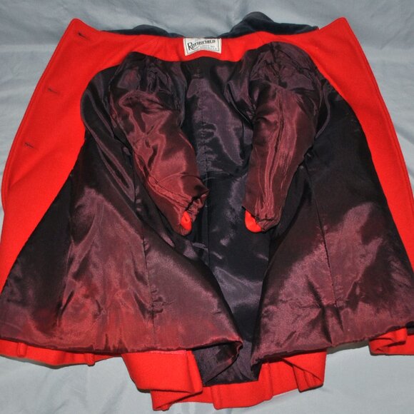 Vintage Rothschild Wool Coat Girls Size 4 Red & Blue Pea Coat - Picture 7 of 15